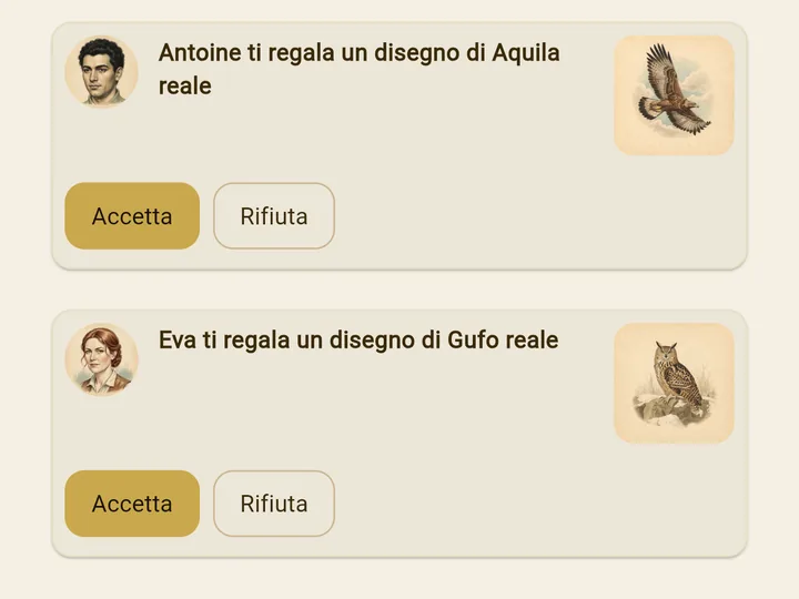 Disegni regalati dagli amici nell'app